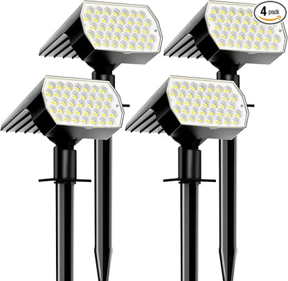 Solar Spot Lights Outdoor - 74 LED 3 Lighting Modes 2-in-1 Solar Landscape Spotlights, IP65 Waterproof Outdoor Solar Lights for Yard Garden Pathway Outside Landscape - 4PK