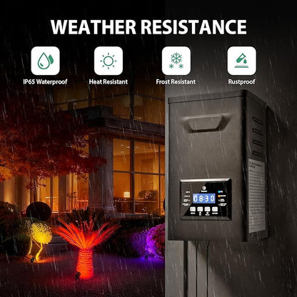 All-in-One RGBWW Low Voltage Landscape Lighting Kit, 12W LED Color Changing Landscape Lights with Remotes, Transformer and Wire, Outdoor Waterproof Spotlights for Yard Garden Festival Decor, 12-Pack