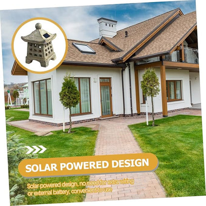 Solar Outdoor Pagoda Light Japanese Garden Statue Decorative Solar Pathway Lights for Lawn and Patio for Holiday Decor and Outdoor Use