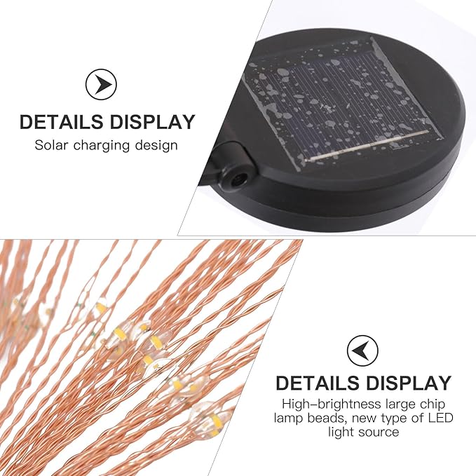 Uonlytech Solar Ground Plug Lamp 150 LEDs Warm White Dandelion Pathway Light for Garden Courtyard Outdoor Solar Landscape Lighting