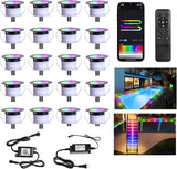 LED Deck Lights Kit, 20 Pack 1.77" RGBW+IC Multicolor Dynamic Low Voltage Recessed Landscape Lights, IP67 | Lumora