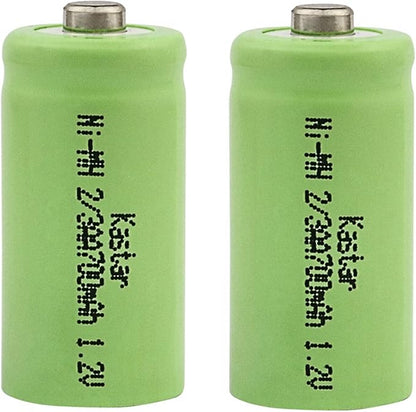 Kastar 2-Pack Ni-MH Battery 2/3 AA Ni-MH 1.2V 700mAh Replacement for Solar Light, Solar Decorations, Solar Flowers, Holiday Solar Lights, Walmart lawn solar lights, Walmart pathway lights, Yard lights