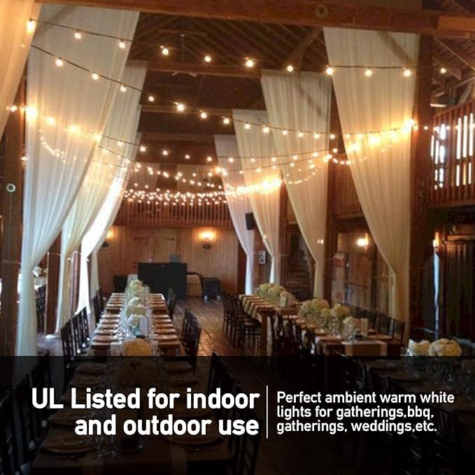 Banord 102FT Outdoor String Lights, Waterproof Patio Lights with 35 Shatterproof LED Bulb Hanging Light String | Lumora