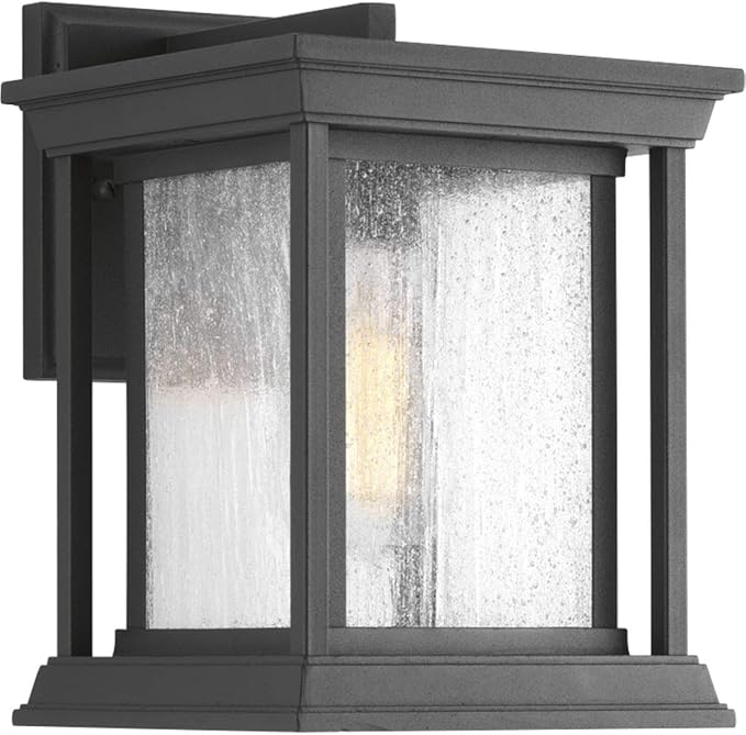 Progress Lighting Endicott Collection 1-Light Clear Seeded Glass Craftsman Outdoor Small Wall Lantern Light | Lumora