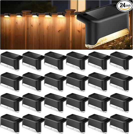 24 Pack LED Outdoor Solar Deck Lights - WaterproofSolar Fence Lights， for Stairs, Fences, Railings Patio Decor & Garden Paths Warm White Outdoor Lights(Warm White)