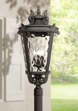 John Timberland Marseille Vintage Outdoor Post Light Fixture Textured Black Scroll 33 1/2" Clear Hammered Glass for | Lumora