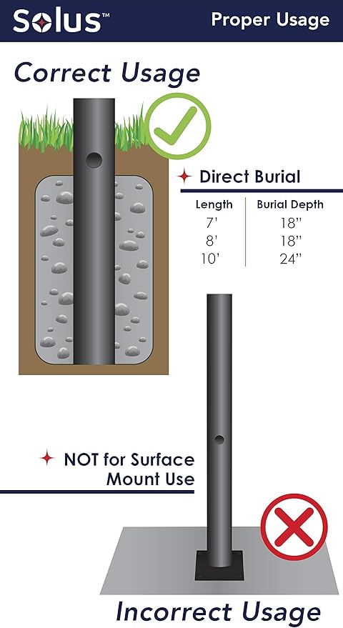 Solus 7-Foot Direct Burial Lamp Post – Aluminum Outdoor Light Pole with Decorative Cross Arm & Dusk-to-Dawn Sensor | Lumora