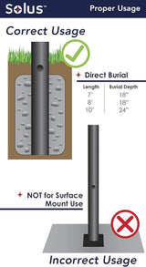 Solus 7-Foot Direct Burial Lamp Post – Aluminum Outdoor Light Pole with Decorative Cross Arm & Dusk-to-Dawn Sensor | Lumora