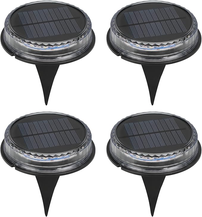 Hyuduo Solar Ground Lights Outdoor, IP65 Waterproof Pathway LED Lights with Warm White Light, Auto On/Off Sensor, 4 | Lumora