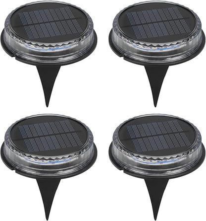 Hyuduo Solar Ground Lights Outdoor, IP65 Waterproof Pathway LED Lights with Warm White Light, Auto On/Off Sensor, 4 Pack for Garden Yard Driveway