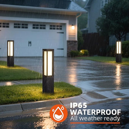 Solar Pathway Lights Outdoor, 31.5" Solar Bollard Light Outdoor, IP65 Waterproof Landscape Path Lights, 3000K LED Driveway Light, Modern Commercial Pathway Lighting for Walkway Garden Lawn Patio