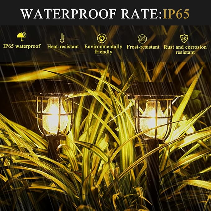 Solar Pathway Lights 2 Pack Motion Sensor, IP65 Waterproof, 120LM Warm White Tungsten Bulb for Garden Yard Lawn Decor