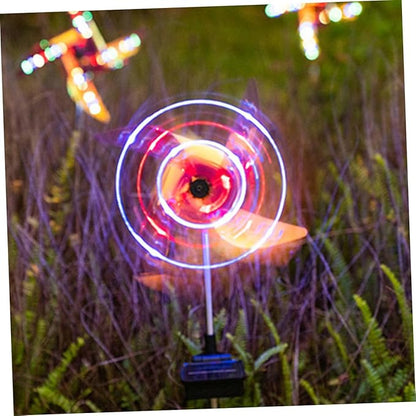 BESPORTBLE Solar Windmill Lawn Light 2pcs Outdoor Decorative Solar Path Light LED for Garden and Courtyard Ground Inserted Colorful