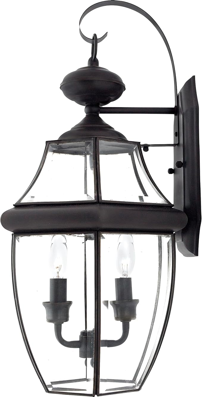 Quoizel Newbury Outdoor Wall Lantern, 20 Inch 2-Light Medici Bronze Wall Sconce, French Country Exterior Wall | Lumora