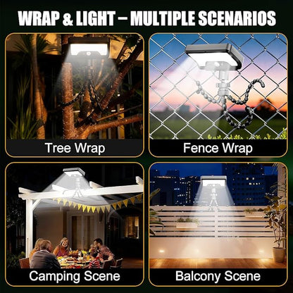 Outdoor Solar Motion-Activated Light with Flexible Octopus Tripod – 360° Wrap Around Tree Trunks, Dual Charging, Waterproof Security Light for Deck, Fence, Garden(White)