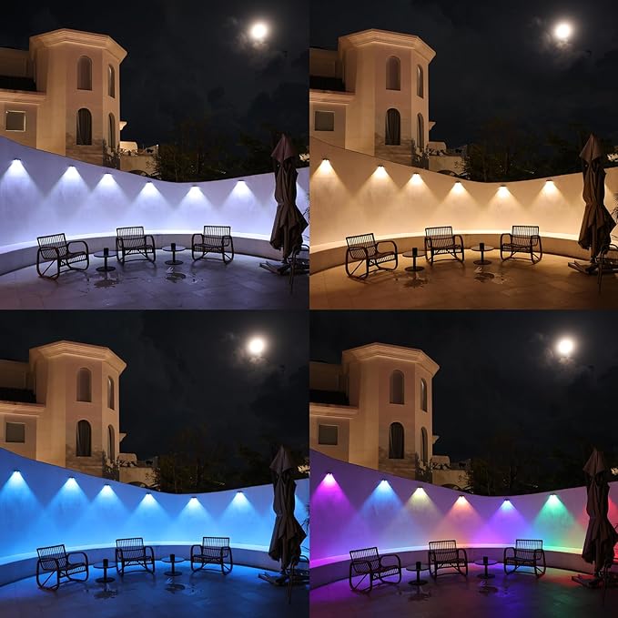 Solar Fence Lights 9-Color&11 Modes Solar Wall Lights Outdoor Waterproof RGB Solar Light Outdoor for Backyard,Step Railing,Pathway,Patio,Garden,Fence,Wall 8Pack