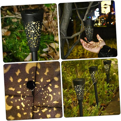 HOMSFOU Solar Pathway Lights Outdoor Waterproof Garden Light Warm White for Yard Lawn Decor