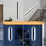 Mikeru 31.4" Outdoor Wall Sconce 6000K Cool White - IP65 Waterproof Black Exterior Light, Hardwired Wall Mounted | Lumora