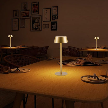 2 Pack Cordless Table Lamp, 50h Runtime, Metal, 3 Color Dimming Rechargeable Battery Operated Desk Lamp, IPX4 Waterproof Wireless Outdoor Table Lamp for Dinner/Restaurant/Bedroom/Cafe
