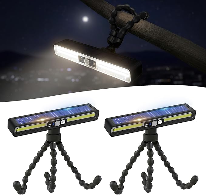Solar Outdoor Lights with Motion Sensor, 36 LED Waterproof Solar Powered Clamp Lights for Garden, Patio, Pathway, Fence, Yard - 3 Lighting Modes (White Light)