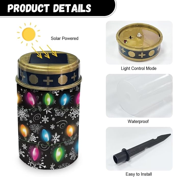 Colored Xmas Lights Solar Garden Lights Outdoor Waterproof Cemetery Decorations for Grave Outdoor Lights