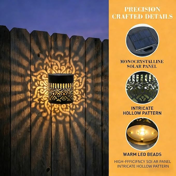 Decorative Solar Mandala Lights,Waterproof Metal Solar Powered Outdoor Lights,Mandala Fence Wall Lights for Deck,Step,Patio,Garden,Backyard & Yard Decor (3PCS)