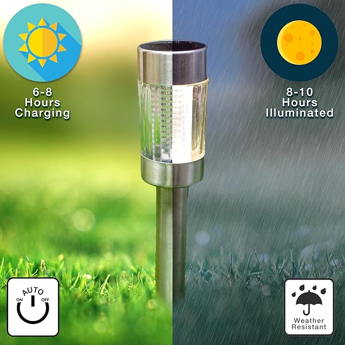 Crosslight Solar Four Multicolor Glass Metal Pathway Light - Weatherproof with Color Select LED's; Pure White, Red, Green and Blue (4-Pack)