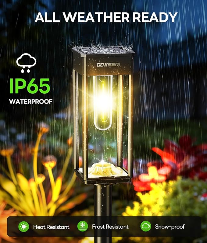 Solar Pathway Lights Outdoor IP65 Waterproof, 8 Pack 3000K LED Auto On/Off Walkway Landscape Light for Yard Lawn Garden Patio Driveway Outside Decor, Warm White