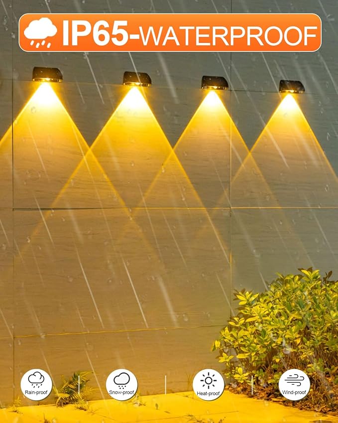 EGOBOO Solar Fence Lights 6 Pack, Backyard Solar Lights Outdoor Waterproof, Dusk to Dawn Auto Lighting Mounted for | Lumora