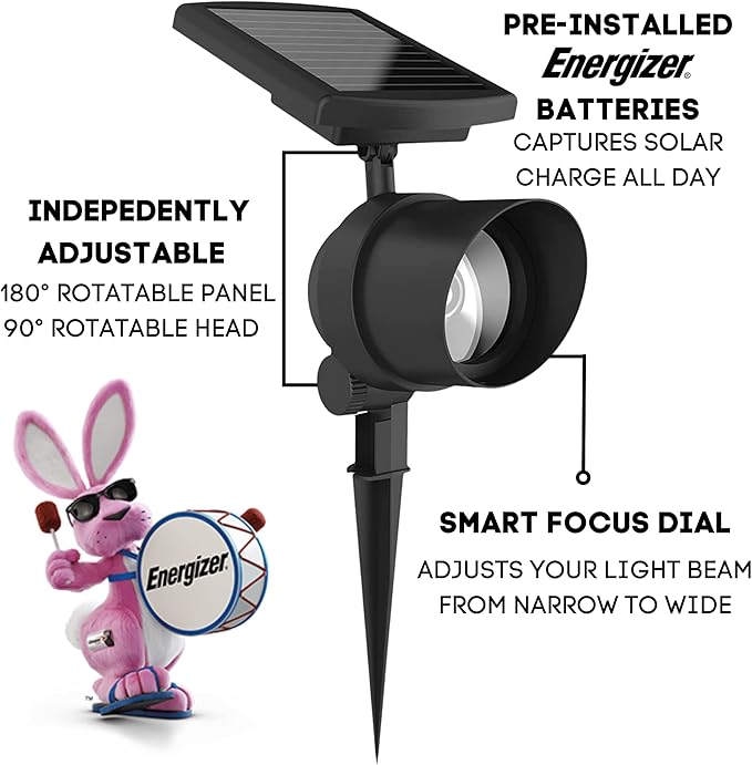 Energizer Solar Spot Lights Outdoor - 45 Lumen Solar Outdoor Lights with Smart Focus - Auto On/Off Solar Lights | Lumora