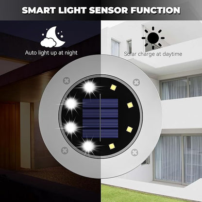 Solar Lights Outdoor 12 Pack, Solar Garden Outdoor Waterproof Pathway Lights Bright In-Ground Light Outdoor Lighting Decor for Lawn, Patio, Yard, Driveway, Step and Walkway White Light
