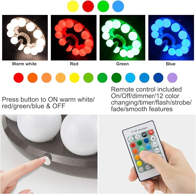 LUXSWAY Patio Umbrella Lights Battery Operated,12 Color Changing Outdoor Umbrella Light for Pole with Remote,48 | Lumora