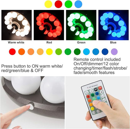 LUXSWAY Patio Umbrella Lights Battery Operated,12 Color Changing Outdoor Umbrella Light for Pole with Remote,48 LEDs,4 Modes,4 Timer Setting,10 Inch Camping Hanging Lights