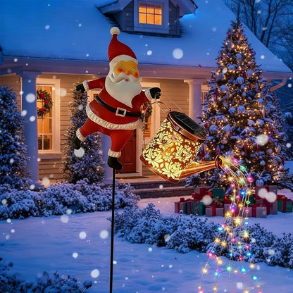 2026 New Christmas Solar Kettle Lights Garden Lawn Decorative Lights Santa Kettle Ground Lamp Solar Led Night, Outdoor Christmas Decor for Pathway Yard Patio (Warm Light)