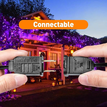 C7 Purple Christmas Lights Outdoor and Indoor 10ft - Halloween LED String Lights with 10 Vintage Bulbs, Waterproof Black Wire for Patio, Roofline, Xmas Tree, Holiday Decor