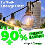 10FT Outdoor String Lights - LED Patio Lights Waterproof G40 Plastic Globe Bulbs, Connectable Shatterproof Hanging | Lumora