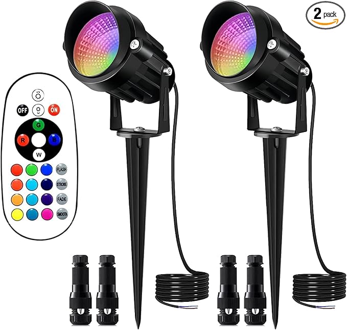 9W Low Voltage Landscape Lighting with Connectors RGB Color Changing LED Landscape Spotlight Waterproof Spot Lights | Lumora