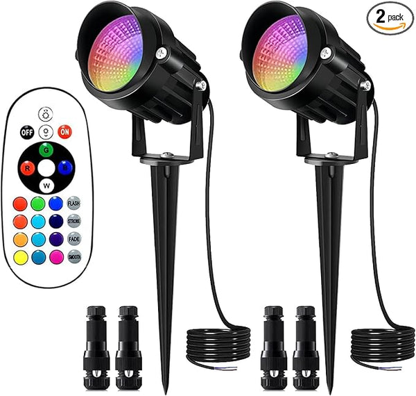 9W Low Voltage Landscape Lighting with Connectors RGB Color Changing LED Landscape Spotlight Waterproof Spot Lights | Lumora