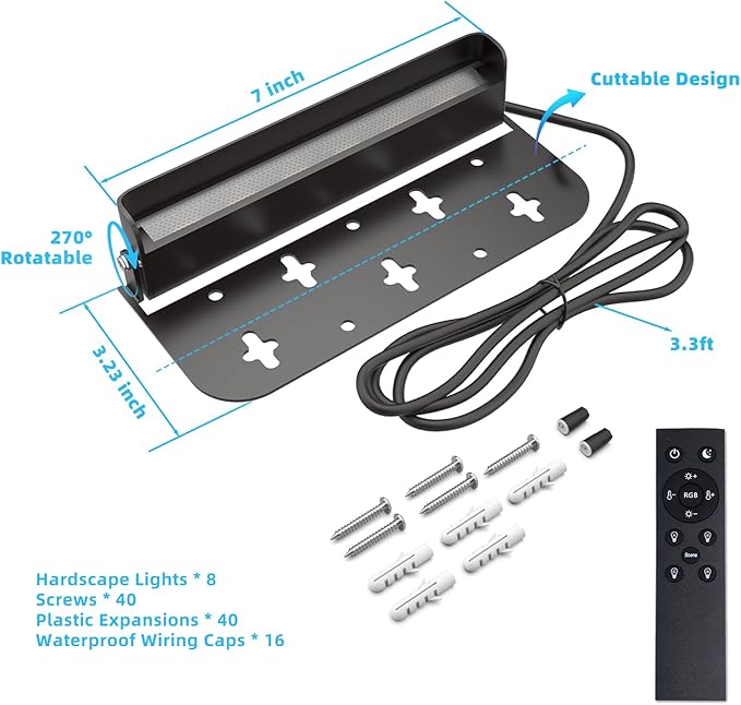 8 Pack 7 Inch 5W Retaining Wall Lights Outdoor, RGBCW LED Hardscape Lighting Color Changing, Low Voltage Landscape | Lumora