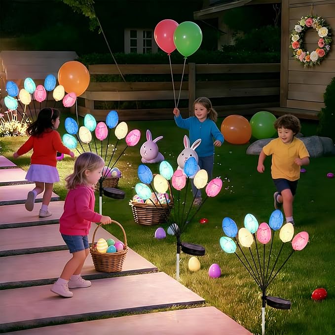 4 Pack Solar Easter Egg Lights, Colorful Garden Swaying Firefly Light Outdoor Easter Lights Waterproof Solar Stake | Lumora