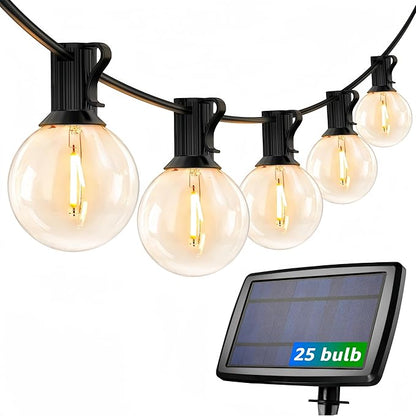 LE Bundle - Solar Flood Light 3 Adjustable Heads with Separeted Solar Panel & 25 ft Solar String Lights G40 Edison Bulbs String Lights