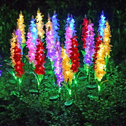 Uonlytech Solar Post Lights Violet Garden Stake Lights 5 Heads Colorful Decorative Yard Path Landscape Lighting for Patio Yard Pathway Purple
