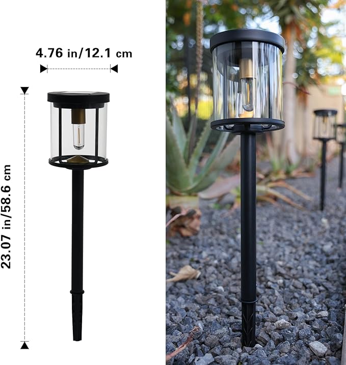 EcoGreen Solar Pathway Lights Outdoor 4-Pack - Solar Powered Garden Lights Waterproof, 3000K Warm White, 4.76 * 23.07in, Auto Dusk to Dawn for Yard, Driveway, Garden, Patio & Walkway (031H)