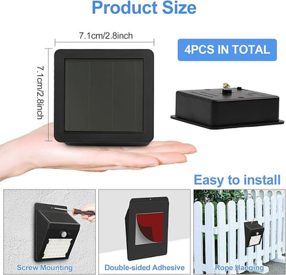 Solar Light Replacement Top Square Panel with Rechargeable Warm White LED for Outdoor Lamps Garden Decor DIY Lampshade 2/4 Pack, Black(4pcs)