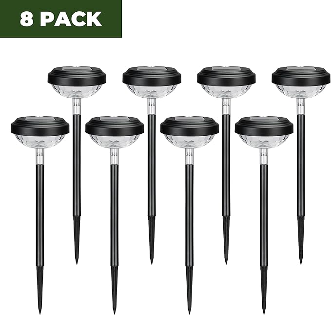 Kingsyard 8 Pack Solar Pathway Lights Outdoor Waterproof IP67, Bright Color Changing & Warm White LED Solar Lights for Outside Garden Yard Landscape Path Christmas Walkway Decor