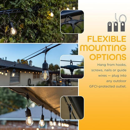 48' Outdoor LED Café String Lights, 24 Bulbs