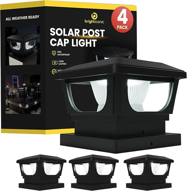 Brighticonic Solar Post Cap Lights Outdoor for 4x4, 3x3 – Auto On/Off Post Lights Solar Powered - Easy Install | Lumora