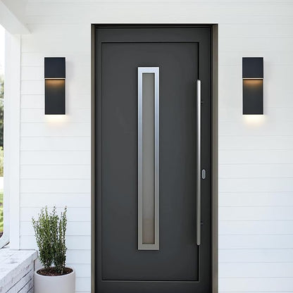 Modern Porch Lights with 2 Pack,Outdoor Indoor Integrated LED Wall Lights,2-Light Total 17W,3000K, Textured Black Finish,Outside Lights Waterproof for House Front Door Patio Garage