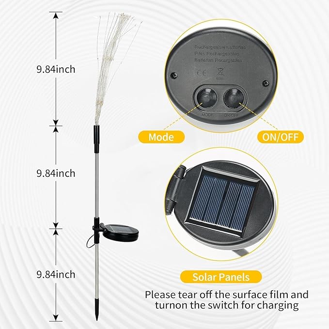 Colored Solar Lights for Garden Decoration 150 LED Fairy Lights Starburst Outdoor Firework Lamp Pathway Lighting 8 Different Modes Waterproof 4 Pack