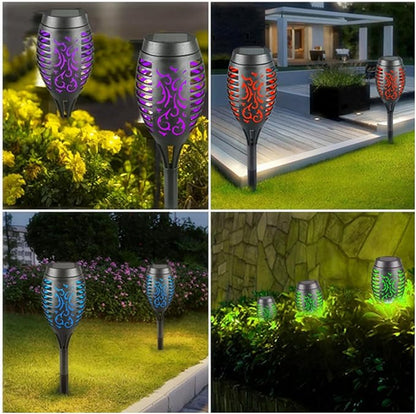 Solar Outside Torch Lights, Outdoor LED Flickering Flame for Garden Decor - 6 Pack, Waterpoorf Landscape Auto On Off Solar Powered Lights for Patio Lawn Yard Driveway Pathway